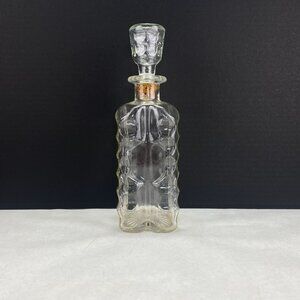 Vintage Ezra Brooks Bourbon Glass Decanter Bottle with Stopper